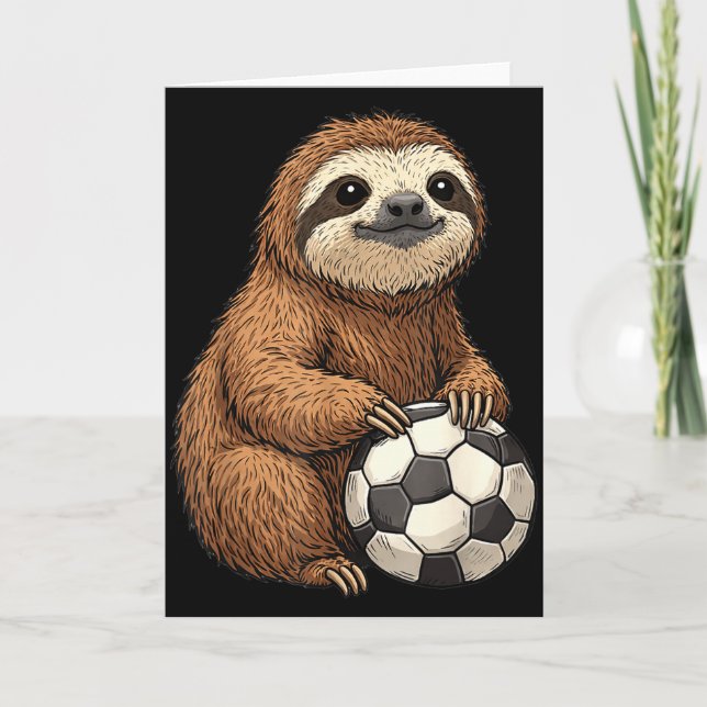 Funny Sloth Soccer  Card (Front)
