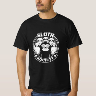Funny "Sloth Society" Black and White Minimalist D T-Shirt