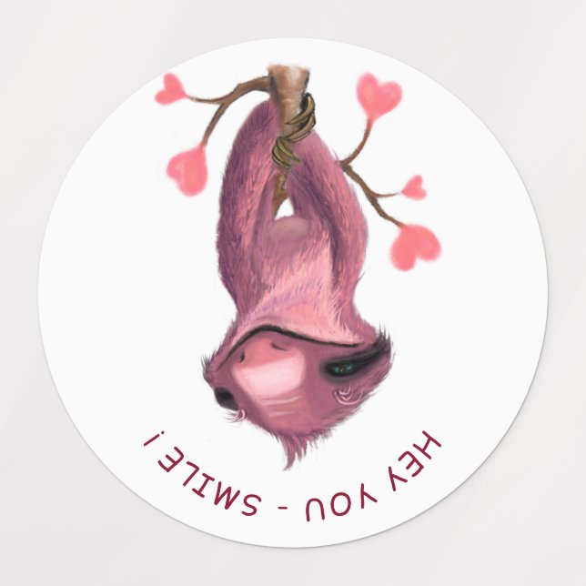 Funny Sloth Stickers Smile - Custom Text (Design 1)