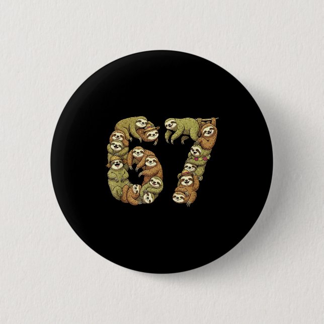 Funny Sloth Tribal 6 7 Meme Six Seven Love  6 Cm Round Badge (Front)