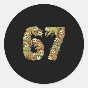 Funny Sloth Tribal 6 7 Meme Six Seven Love Classic Round Sticker