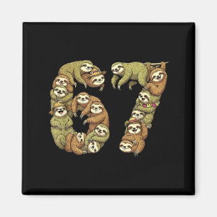 Funny Sloth Tribal 6 7 Meme Six Seven Love  Magnet