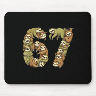 Funny Sloth Tribal 6 7 Meme Six Seven Love Mouse Pad