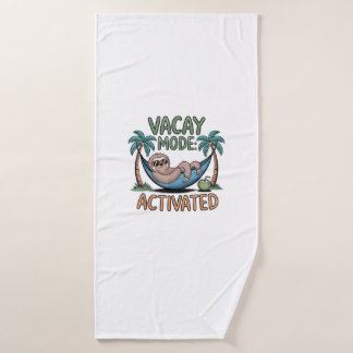 Funny sloth Vacay Mode Activated Chill Vacation vi Bath Towel