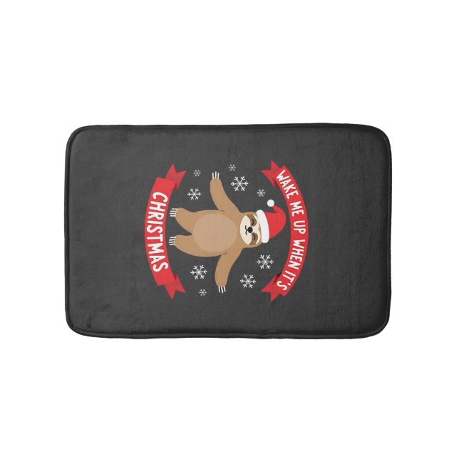 Funny Sloth wake me up when its Christmas Xmas Cut Bath Mat (Front)