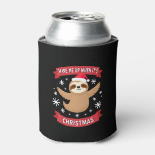 Funny Sloth wake me up when its Christmas Xmas Cut Can Cooler