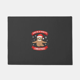 Funny Sloth wake me up when its Christmas Xmas Cut Doormat