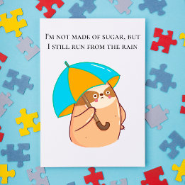 Funny Sloth with Umbrella Postcard