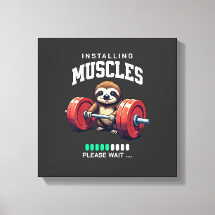 Funny Sloth Workout Gym Fitness Weightlifting T-Sh Canvas Print