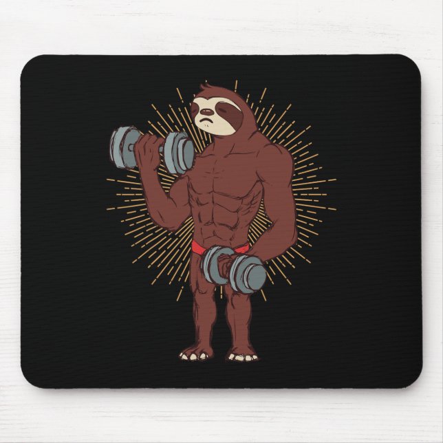 Funny Sloth Workout Weight Lifting Exercise Gym Ra Mouse Pad (Front)