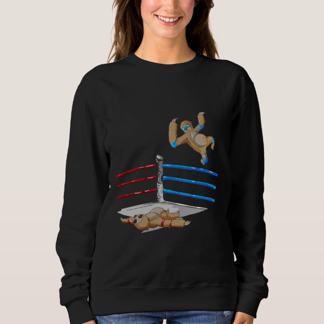 Funny Sloth Wrestler Flying Elbow Wrestling Sweatshirt (Front)
