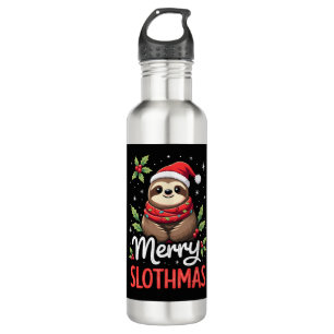 Funny Sloth Xmas Lights Merry Slothmas Sloth Chris 710 Ml Water Bottle
