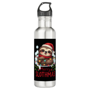 Funny Sloth Xmas Lights Merry Slothmas Sloth Chris 710 Ml Water Bottle