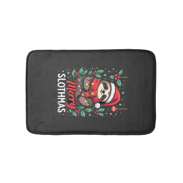 Funny Sloth Xmas Lights Merry Slothmas Sloth Chris Bath Mat (Front)