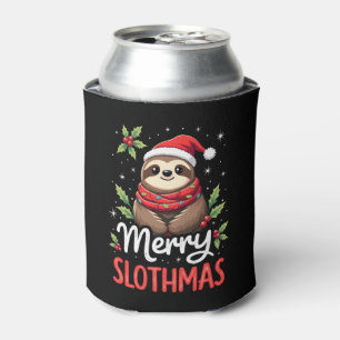 Funny Sloth Xmas Lights Merry Slothmas Sloth Chris Can Cooler