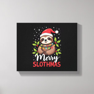 Funny Sloth Xmas Lights Merry Slothmas Sloth Chris Canvas Print