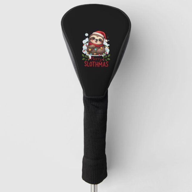 Funny Sloth Xmas Lights Merry Slothmas Sloth Chris Golf Head Cover (Front)