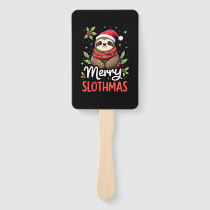 Funny Sloth Xmas Lights Merry Slothmas Sloth Chris Hand Fan