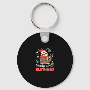 Funny Sloth Xmas Lights Merry Slothmas Sloth Chris Key Ring