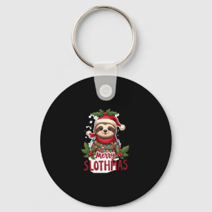 Funny Sloth Xmas Lights Merry Slothmas Sloth Chris Key Ring