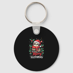 Funny Sloth Xmas Lights Merry Slothmas Sloth Chris Key Ring