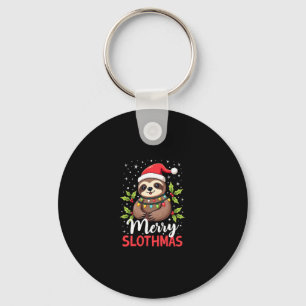 Funny Sloth Xmas Lights Merry Slothmas Sloth Chris Key Ring