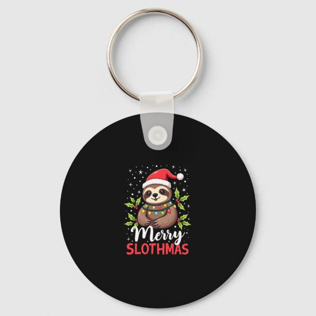 Funny Sloth Xmas Lights Merry Slothmas Sloth Chris Key Ring (Front)