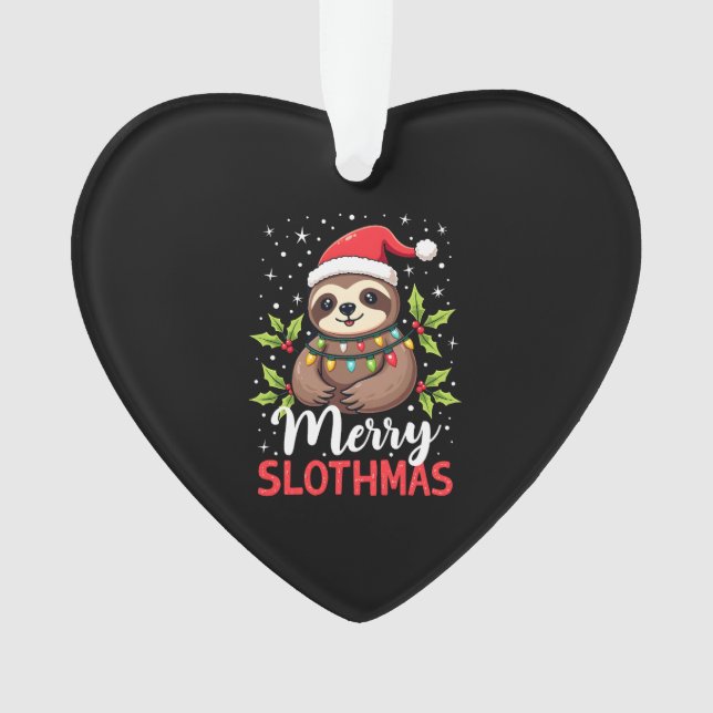Funny Sloth Xmas Lights Merry Slothmas Sloth Chris Ornament (Front)