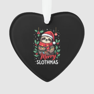 Funny Sloth Xmas Lights Merry Slothmas Sloth Chris Ornament