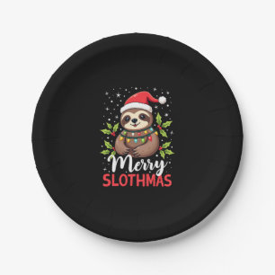 Funny Sloth Xmas Lights Merry Slothmas Sloth Chris Paper Plate
