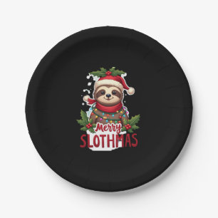 Funny Sloth Xmas Lights Merry Slothmas Sloth Chris Paper Plate