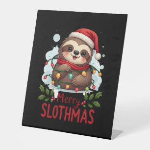 Funny Sloth Xmas Lights Merry Slothmas Sloth Chris Pedestal Sign