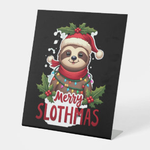 Funny Sloth Xmas Lights Merry Slothmas Sloth Chris Pedestal Sign