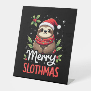 Funny Sloth Xmas Lights Merry Slothmas Sloth Chris Pedestal Sign