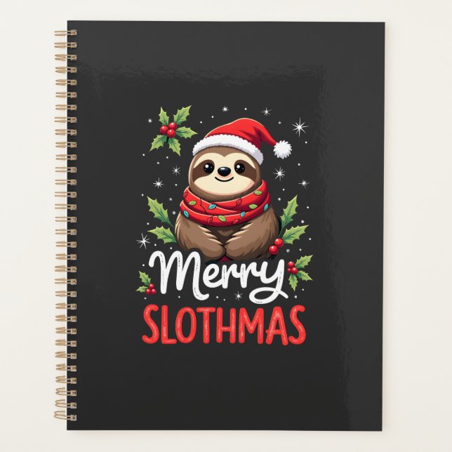 Funny Sloth Xmas Lights Merry Slothmas Sloth Chris Planner (Front)