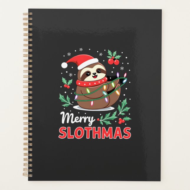 Funny Sloth Xmas Lights Merry Slothmas Sloth Chris Planner (Front)