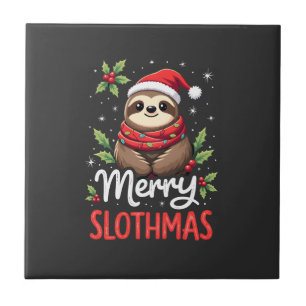 Funny Sloth Xmas Lights Merry Slothmas Sloth Chris Tile