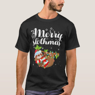 Funny Sloth Xmas Lights Merry Slothmas Sloth T-Shirt