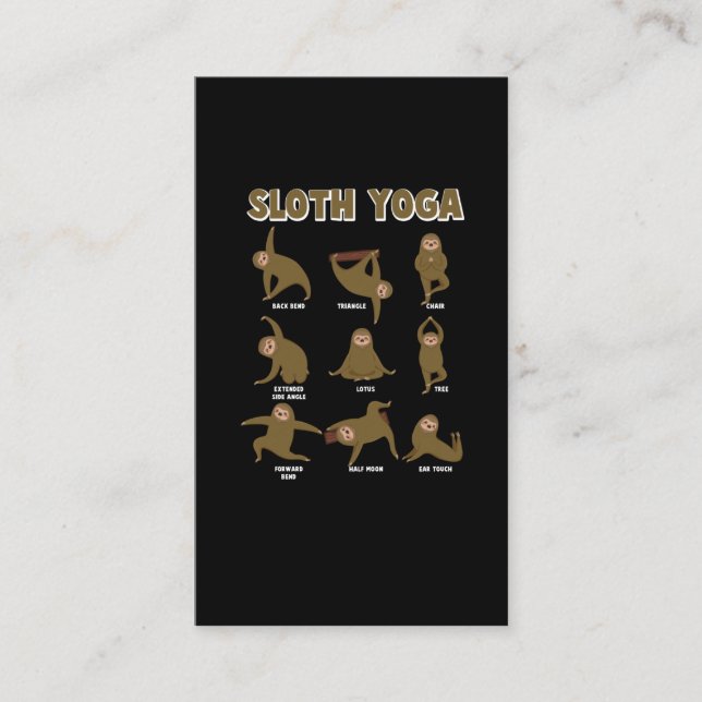 Funny Sloth Yoga Workout Stretch Lazy Yoga Exercis Business Card (Front)
