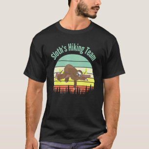 Funny Sloths Hiking Team Retro Sunset T-Shirt