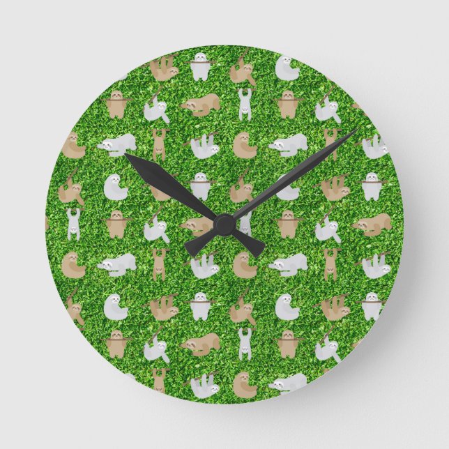 funny sloths round clock (Front)