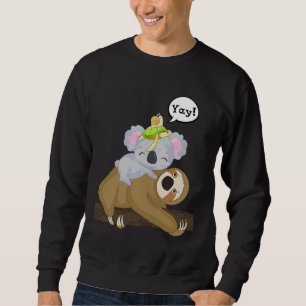 Funny Slow Moving Sloth Turtle Koala Snail Family Sweatshirt