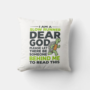 Funny Slow Runner Turtle Quote Vintage Engraving D Cushion