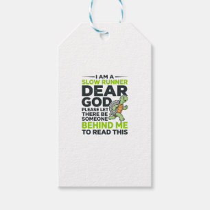 Funny Slow Runner Turtle Quote Vintage Engraving D Gift Tags