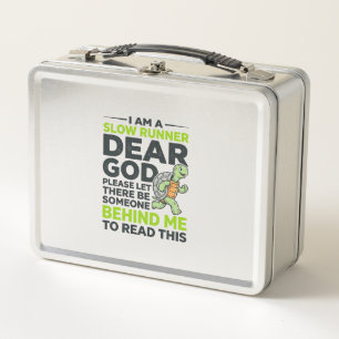 Funny Slow Runner Turtle Quote Vintage Engraving D Metal Lunch Box