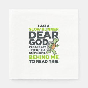 Funny Slow Runner Turtle Quote Vintage Engraving D Napkin