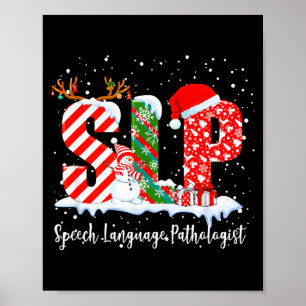 Funny Slp Speech Language Pathologist Santa Christ Poster