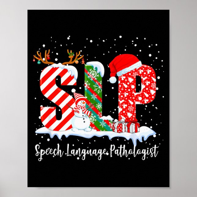 Funny Slp Speech Language Pathologist Santa Christ Poster (Front)