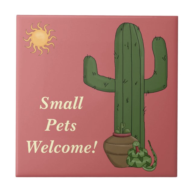 Funny Small Pets Welcome Rattlesnake Snake Lover Tile (Front)