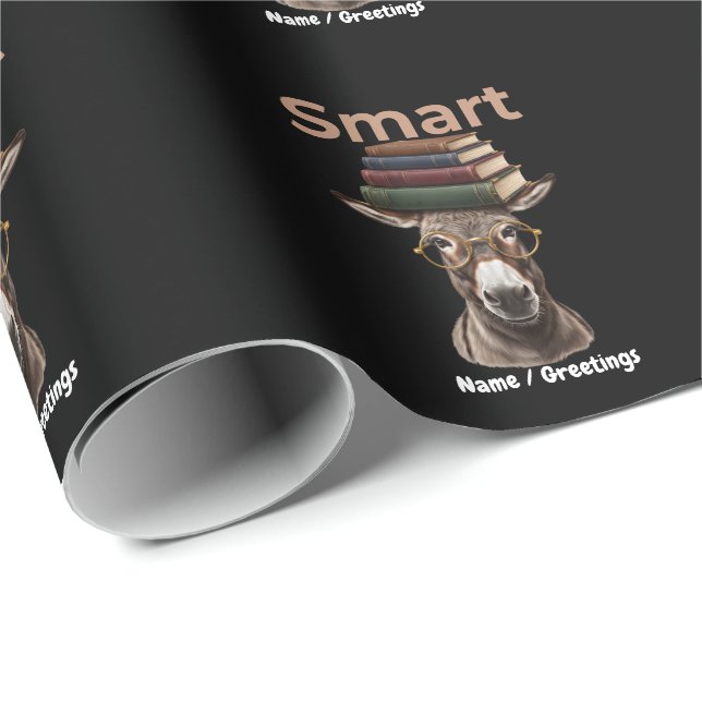  Funny Smart Donkey Bookworm Retro Glasses Graphic Wrapping Paper (Roll Corner)